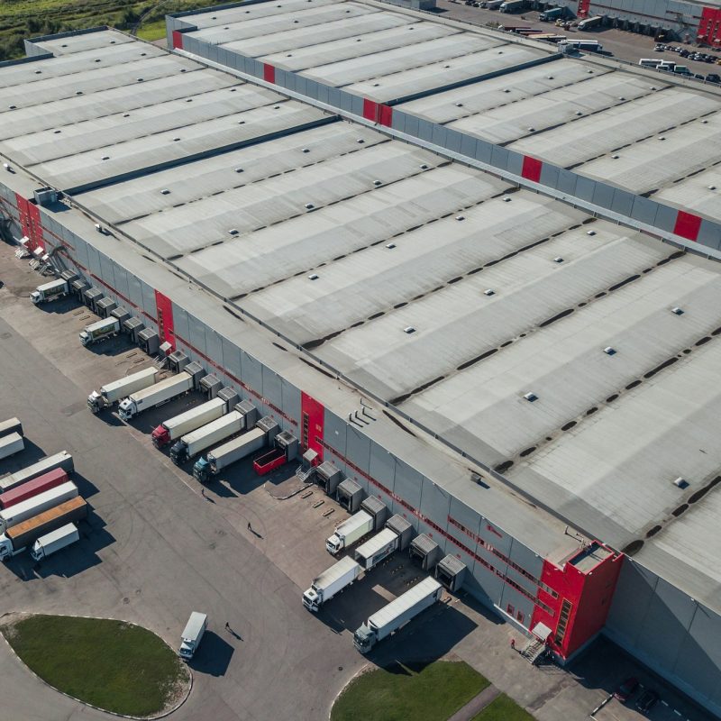 Aerial view of logistic center